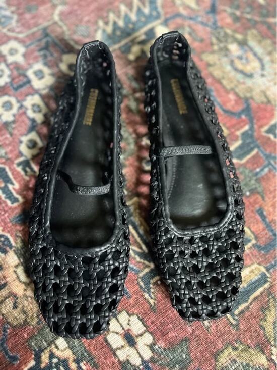 cushionaire Shoes - NWOT Cushionaire Weavy Mary Jane Ballet Flats Black Woven Mary 9M Preppy Coastal